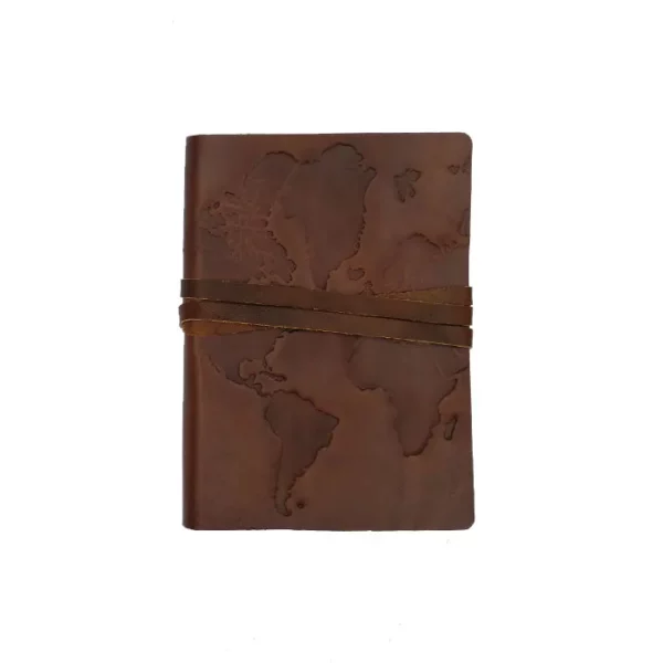 Leather Journal 'World' with Embossed Print - Image 2