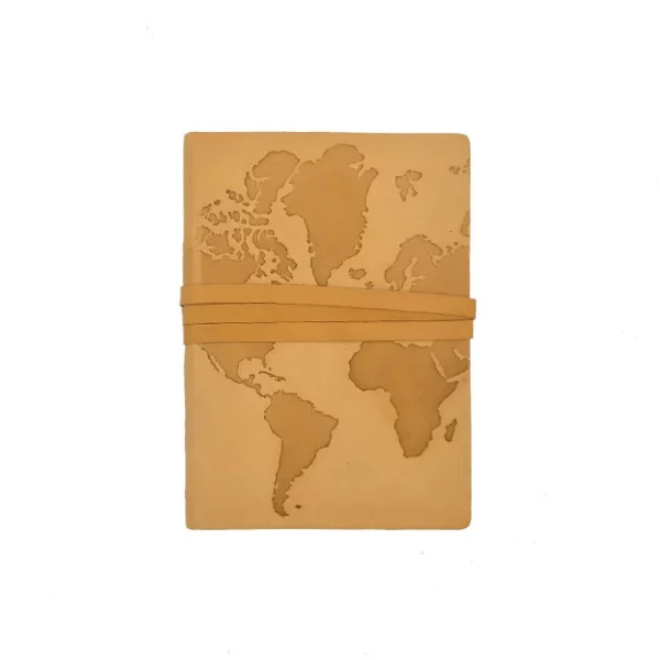 Leather Journal 'World' with Embossed Print - Image 3