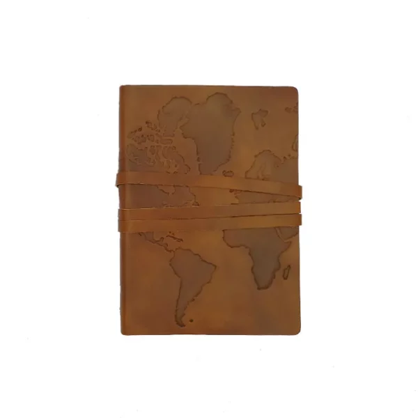 Leather Journal 'World' with Embossed Print - Image 4